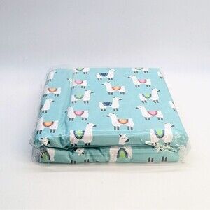 NEW Amazon Basics Kids Teal Blue Llama Party Soft Easy Wash 3 pc Twin Sheet Set